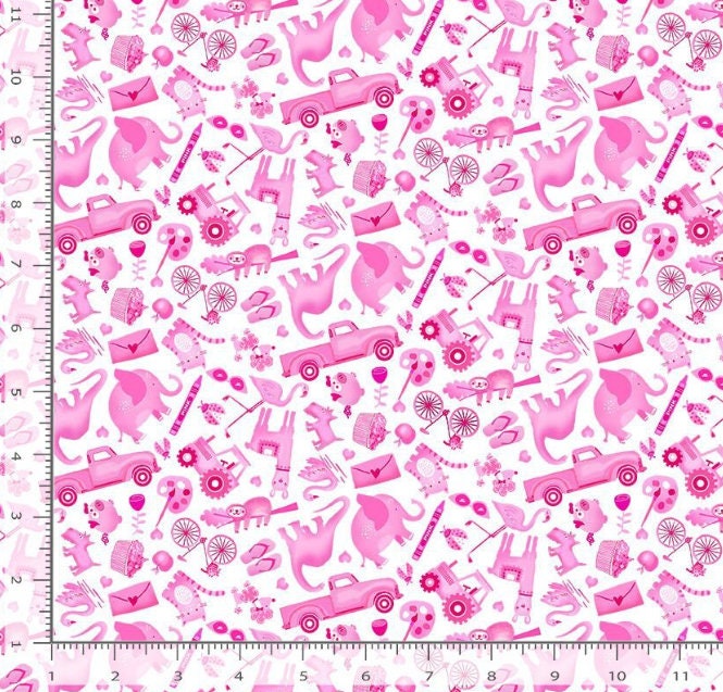 Mini I SPY fabric Pink - 100% Cotton TT-Gail CD2628 Pink - I Spy Objects MINI Ispy