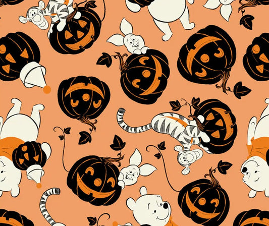 Winnie the Pooh Happy Halloween Cotton Fabric - 100% Cotton - continuous cuts Licensed Fabric