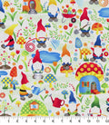 Gnome Mushroom Village Cotton Fabric- Fat Quarters and continuous cuts - 100% Cotton -