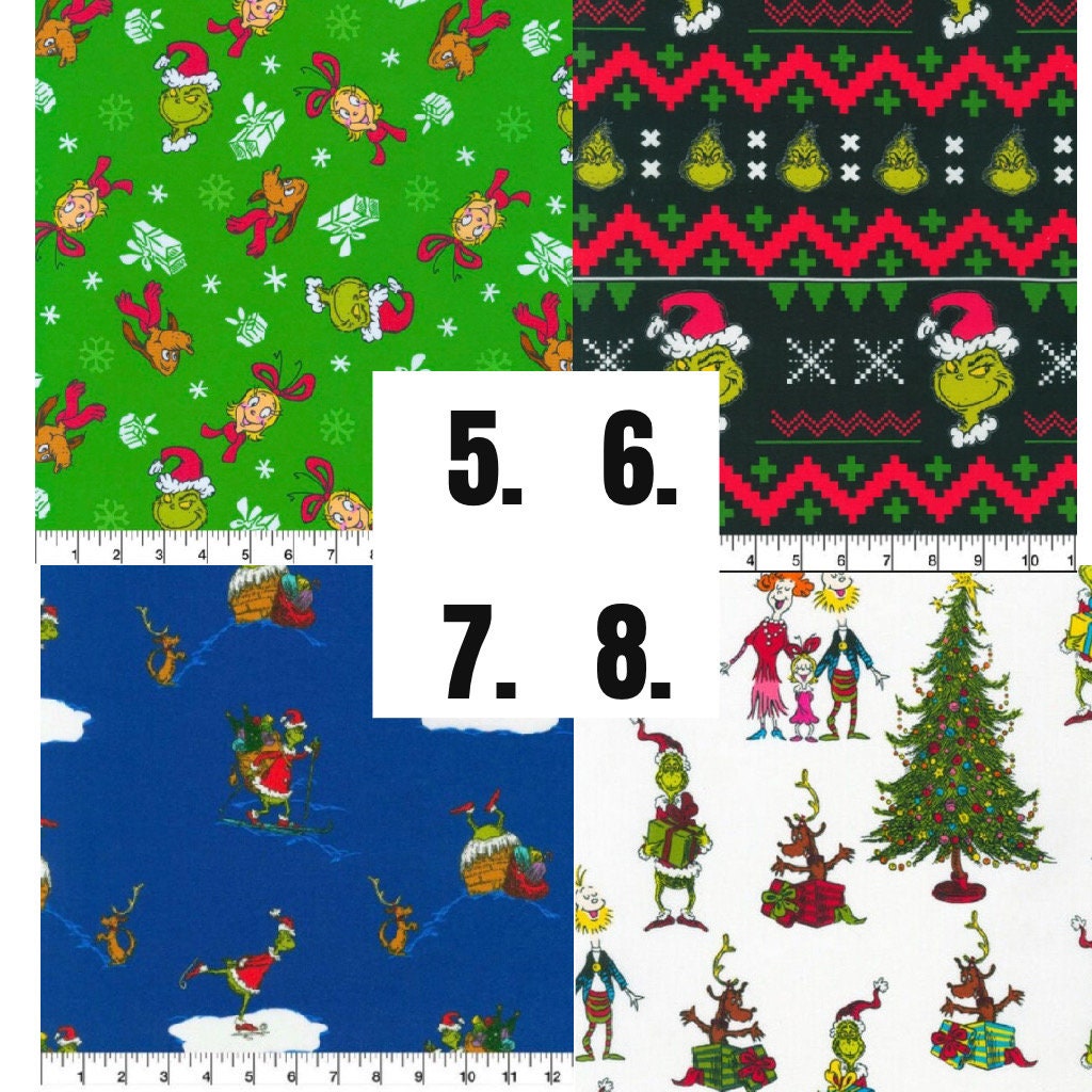 The Grinch Christmas character fabric- 1/4 yard, 1/2 yard, Fat Quarter - 100% Cotton -