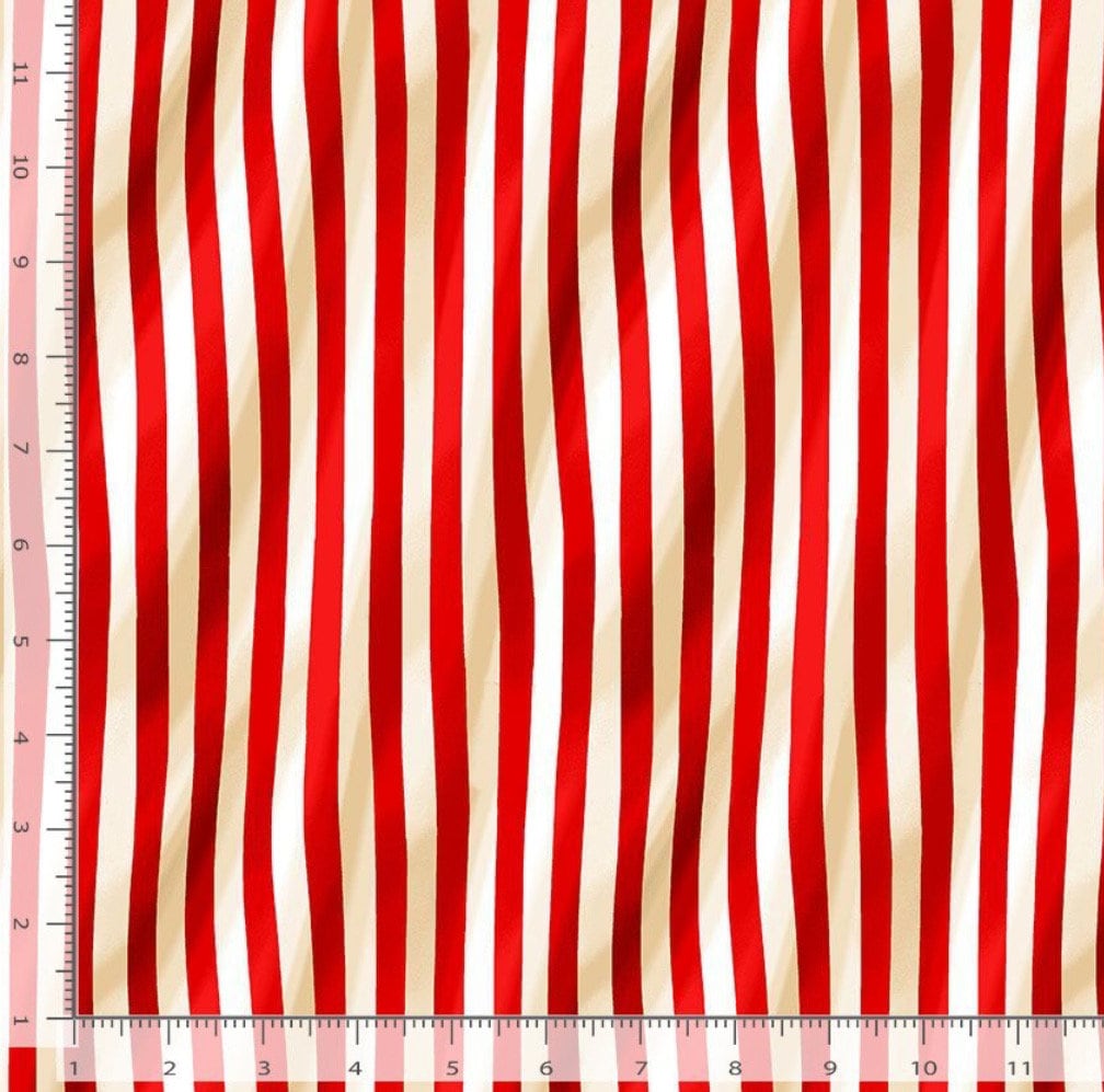 Squiggly Stripes Patriotic fabric- 100% Cotton - continuous cuts
