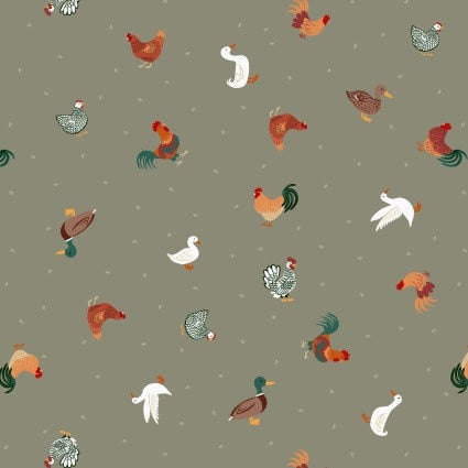 Small Things Countryside Chickens and Ducks cotton Fabric - 100% Cotton LEISM66-2