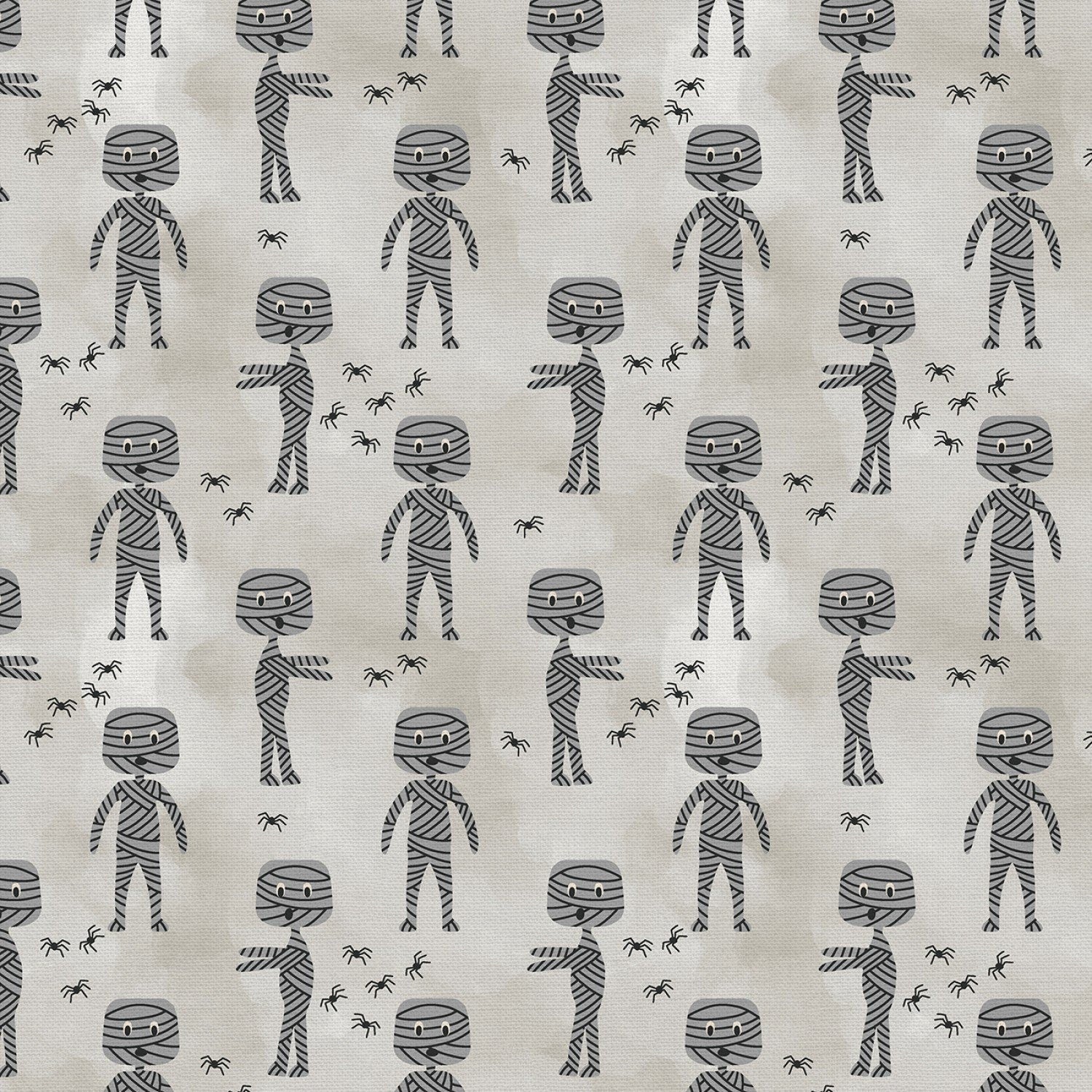 PS-Tricks & Treats 120-24268 Grey - Mummy Walk Cotton Fabric-100% Cotton - Paintbrush studios