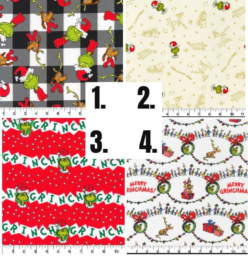 The Grinch Christmas character fabric- 1/4 yard, 1/2 yard, Fat Quarter - 100% Cotton -