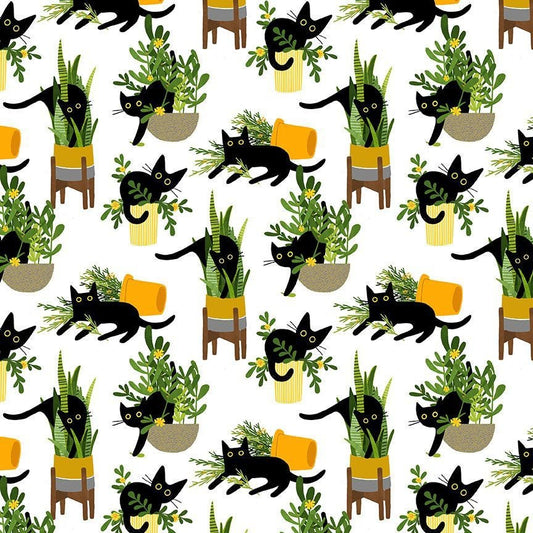 Just Purrlanted Cotton Fabric - 100% Cotton - Fabric - continuous cuts Stella-DLW2662