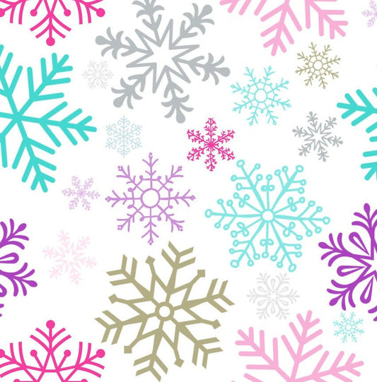 Colorful Snowflakes Christmas Cotton Fabric- Snowflakes -Continuous Cuts
