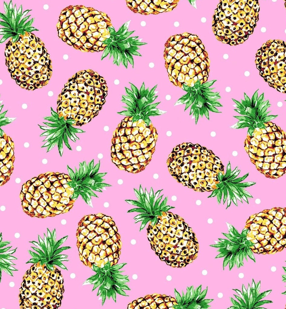 Pineapple Party fabric  -100% Cotton - Food - Continuous Cuts