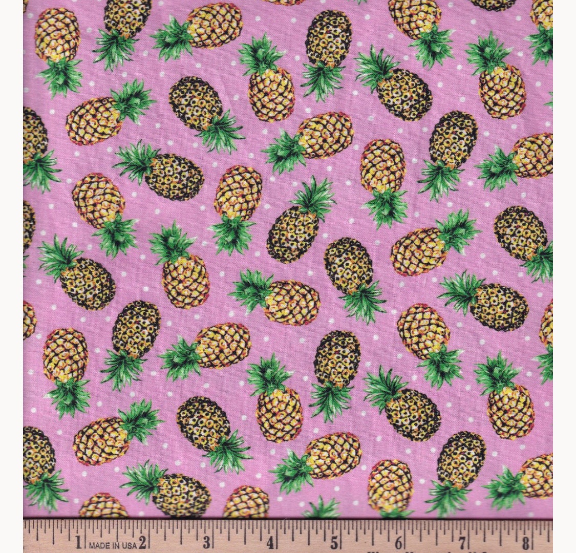 Pineapple Party fabric  -100% Cotton - Food - Continuous Cuts