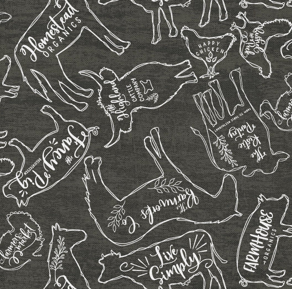 Farm Fresh Black Cotton Fabric 100% Cotton - Fabric Editions