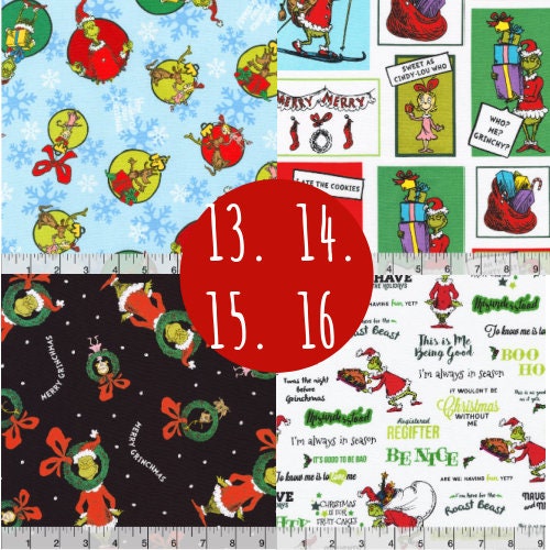 The Grinch Christmas character fabric- 1/4 yard, 1/2 yard, Fat Quarter - 100% Cotton -
