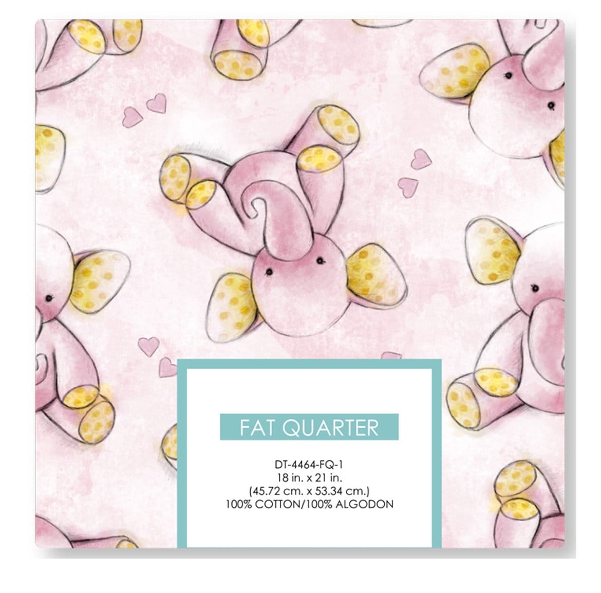 Pink Elephants Fat Quarters Cotton Fabric- 100% Cotton- David Textiles