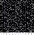Meow Black and White Cat Cotton Fabric - 100% Cotton- Continuous Cuts -