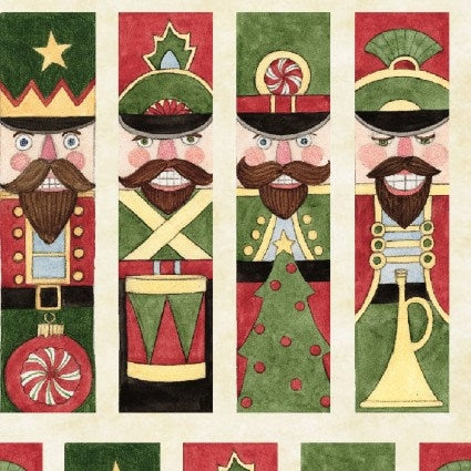 Susan Winget Nutcracker Stripes Christmas Cotton - Nutcrackers- 100% cotton fabric-SPR77506-G550715
