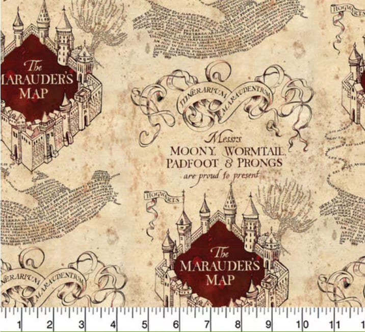 Camelot Harry Potter The Marauder's Map Cotton fabric- 100% Cotton - Licensed Fabric
