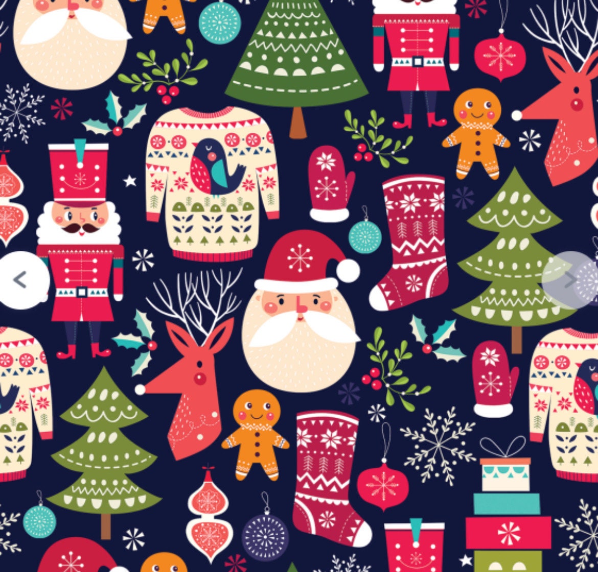 Christmas Cotton Fabric - Fat Quarters, by the yard- 100% Cotton-by the 1/2 yard