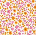 End of Bolt - Pink and Orange Floral Cotton Fabric-