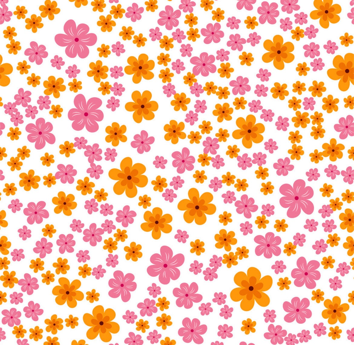 End of Bolt - Pink and Orange Floral Cotton Fabric-