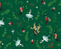 Nutcracker Ballet cotton fabric - 100% Cotton - continuous cuts - TT-Holiday CD2888 Green - Christmas Parade