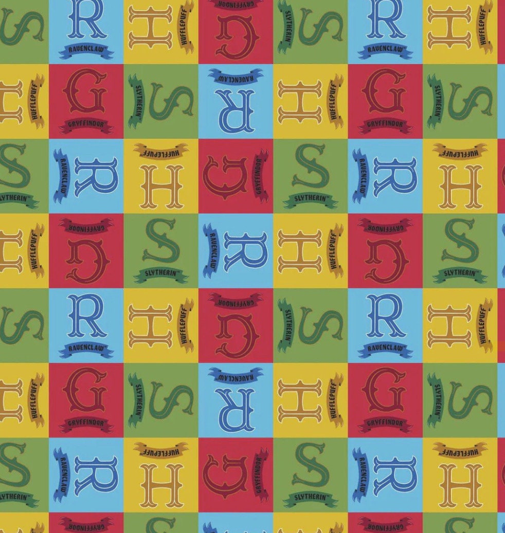 Harry Potter Multi House Check fabric 100% Cotton - Continuous Cuts 23800807 01 Licensed Fabric