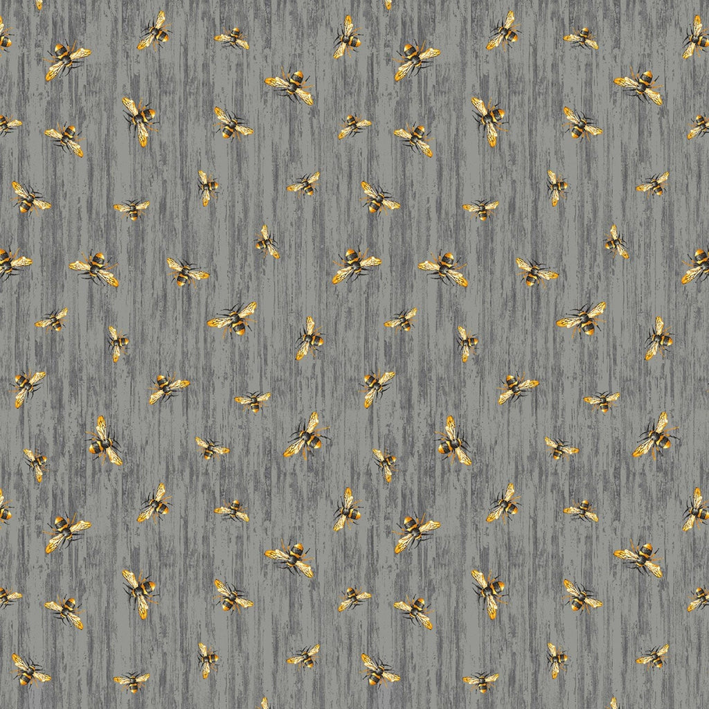 Flying Bees on Wood Texture Cotton fabric- 100% Cotton - TT-Bee CD2391