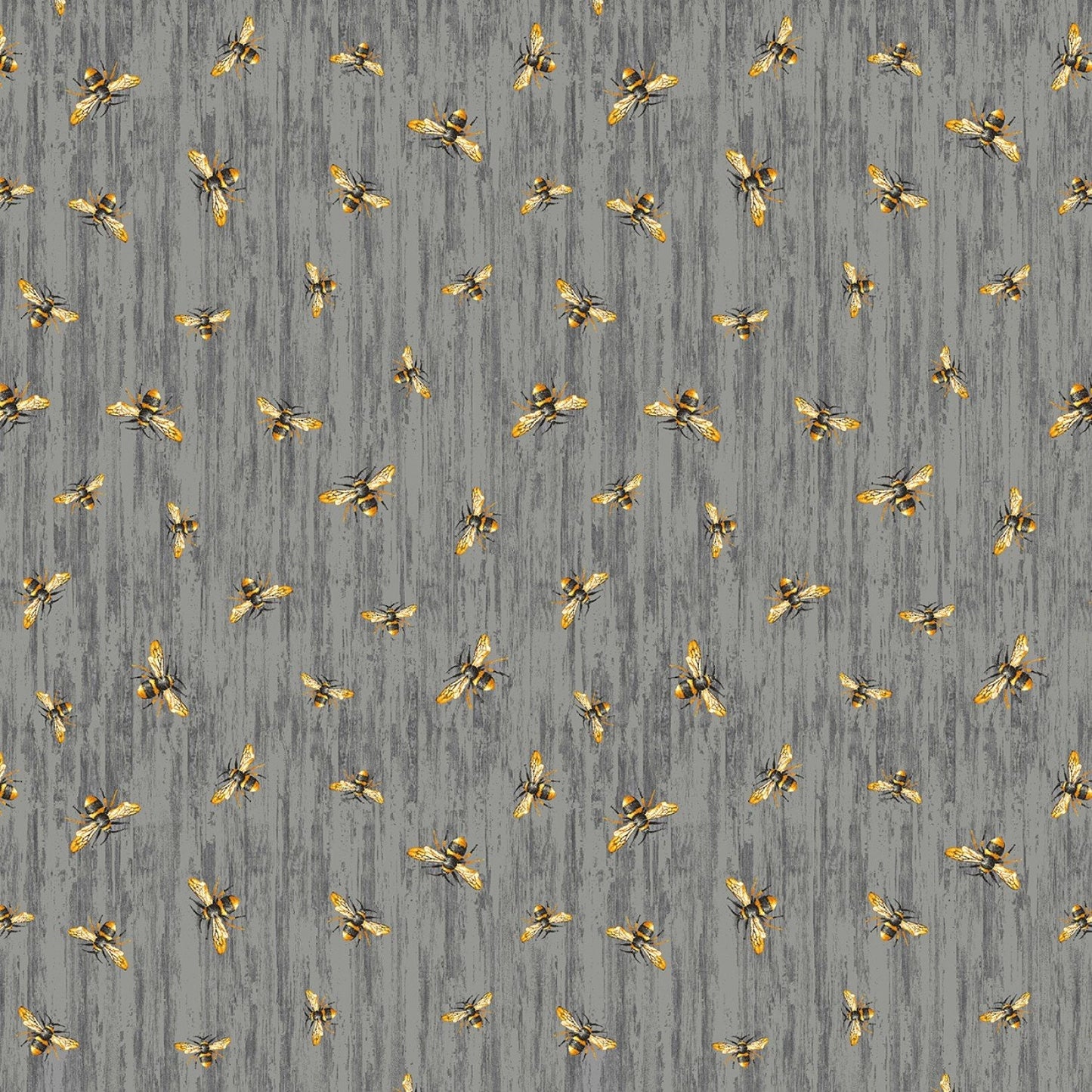 Flying Bees on Wood Texture Cotton fabric- 100% Cotton - TT-Bee CD2391