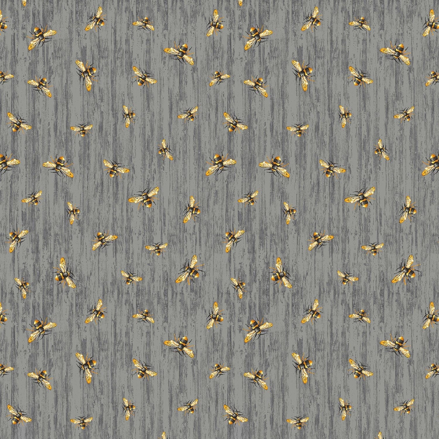 Flying Bees on Wood Texture Cotton fabric- 100% Cotton - TT-Bee CD2391