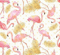 Flamingo Paradise Cotton Fabric- 100% Cotton - DT-Flamingo Paradise WA-4168-8C-1 Pink/Gold - Flamingo Paradise