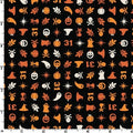 Pumpkins and Potions Halloween Charms Black Halloween Fabric - Kimberbell - Maywood Studios - Cotton Halloween Fabric MAS10573-J