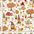 Gnomes Pumpkin Patch & Apple Picking - 100% Cotton - Autumn - Fall - Gnomes - TT-Gail CD2127 Cream -