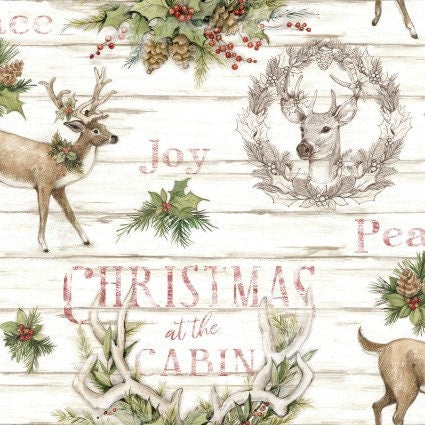 Christmas at the Cabin Fabric- fast shipping - Susan Winget SPR77511-G550715