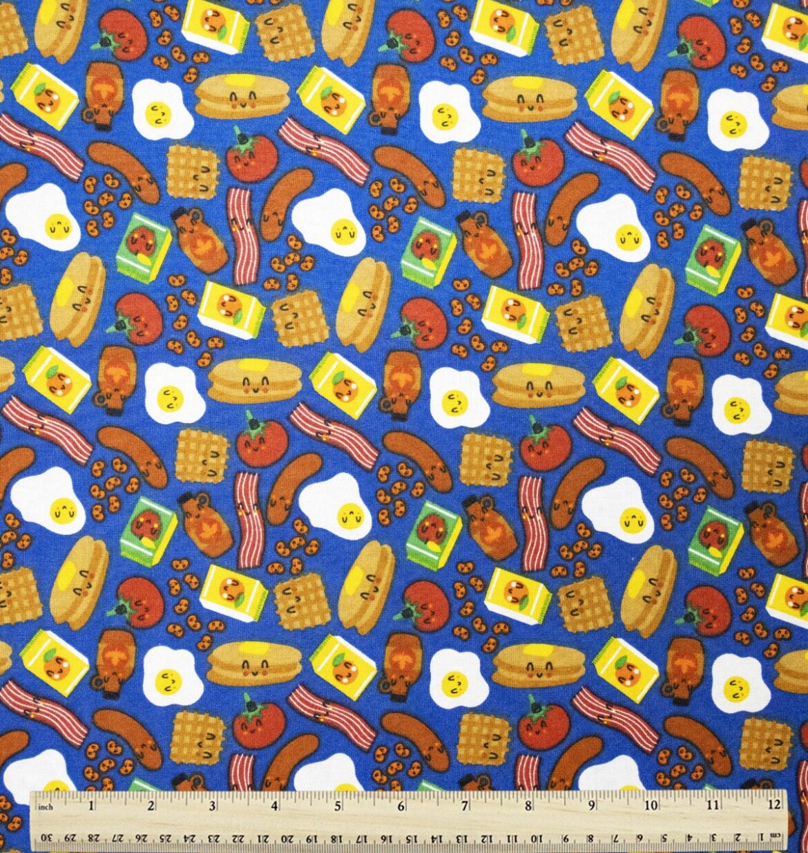 Happy Breakfast Foods Novelty Cotton fabric -100% Cotton