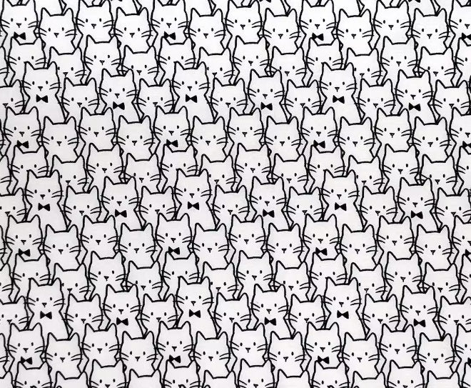 Black and White Cat Cotton Fabric - 100% Cotton- Continuous Cuts Camelot Cat Clusters