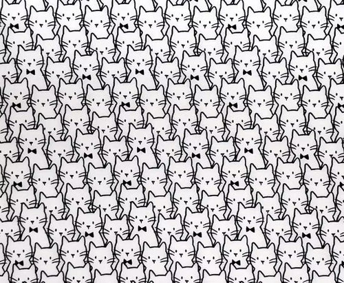 Black and White Cat Cotton Fabric - 100% Cotton- Continuous Cuts Camelot Cat Clusters