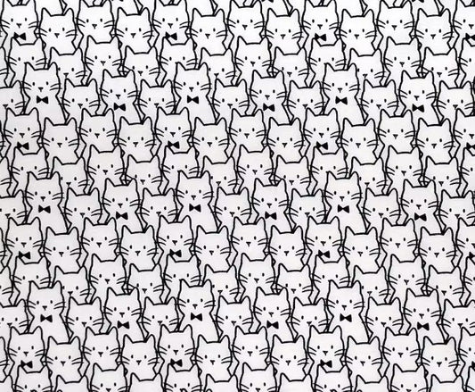 Black and White Cat Cotton Fabric - 100% Cotton- Continuous Cuts Camelot Cat Clusters