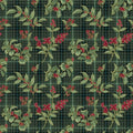 Holly & Plaid Cotton fabric- continuous cuts- - fast shipping! BEN13185M-44 Benartex