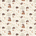 DS-Little Forest DNS2304 Cream - Hedgehogs 100% Cotton Fabric - Cotton - Continuous Cuts- Animals - Nursery