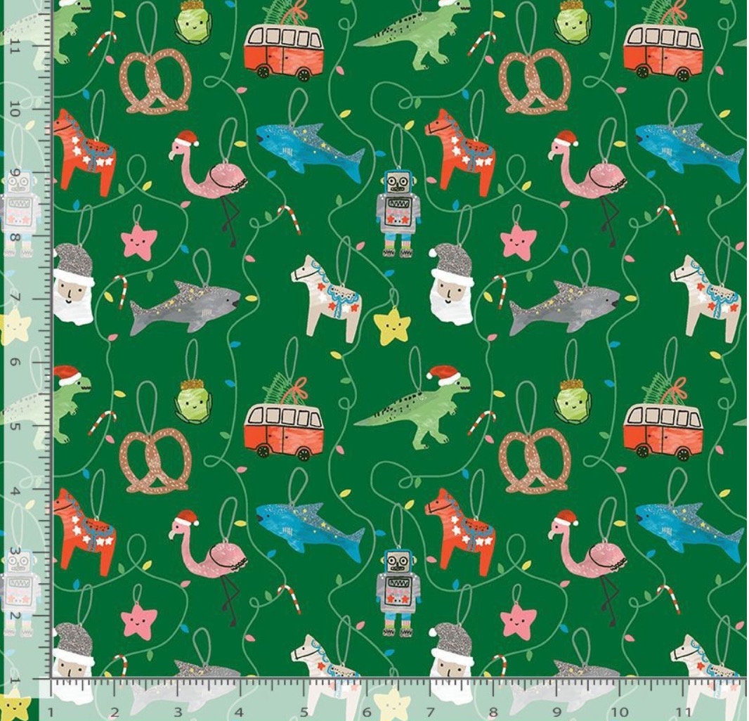 DS-Cats Pajamas Stella D2824 Fir - Sleighin' It Cotton Fabric- 100% Cotton - Continuous cuts
