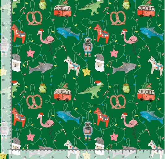 DS-Cats Pajamas Stella D2824 Fir - Sleighin' It Cotton Fabric- 100% Cotton - Continuous cuts