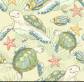 Sea Turtles cotton fabric, continuous cuts- 100% Cotton