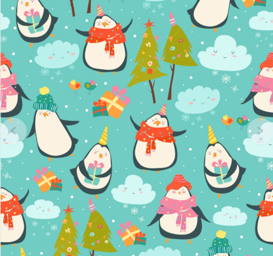 Merry Penguins Winter Delight Penguins 100% Cotton Fabric