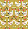 Mustard Yellow Chickens and Roosters cotton Fabric - 100% Cotton -Continuous Cuts