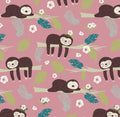 Sleepy Sloths Novelty 100% Cotton Fabric- Cotton - Continuous Cuts-
