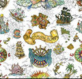 Pirate Treasure Map Cotton fabric 100% Cotton - Fabric - continuous cuts Planes, Trains, Trucks