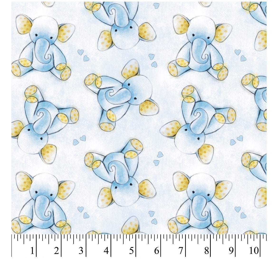 Blue Elephants Fat Quarters Cotton Fabric- 100% Cotton- David Textiles
