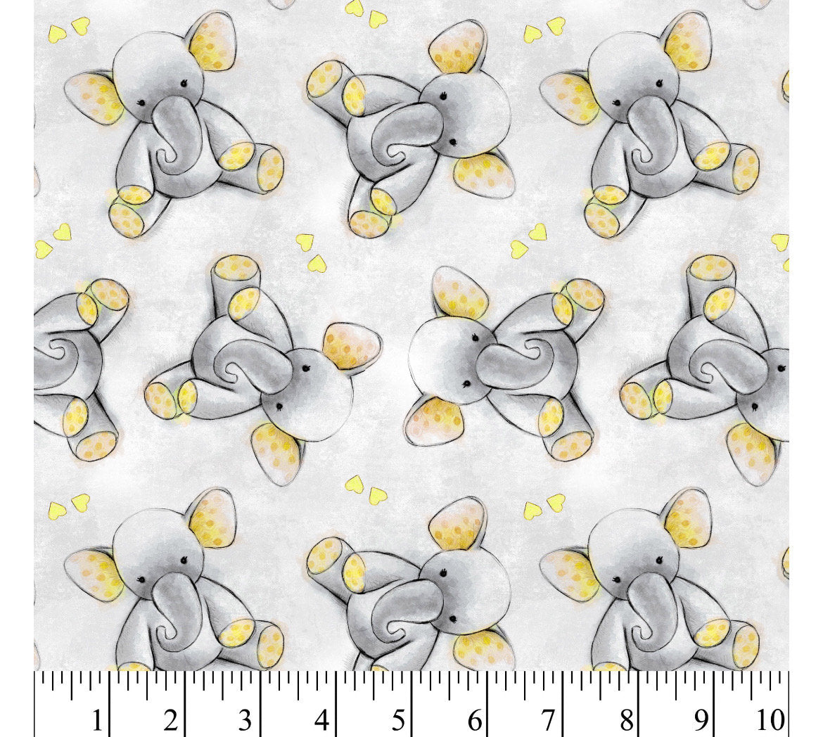 Gray Elephants Fat Quarters Cotton Fabric- 100% Cotton- David Textiles