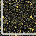 Holy Night Words and Motifs Text Christmas Cotton Fabric - cut to size -TT-Gail CD2871 Black - Holy Night Words