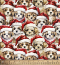 Santa Puppies Christmas Fabric 100% Cotton Continuous cuts