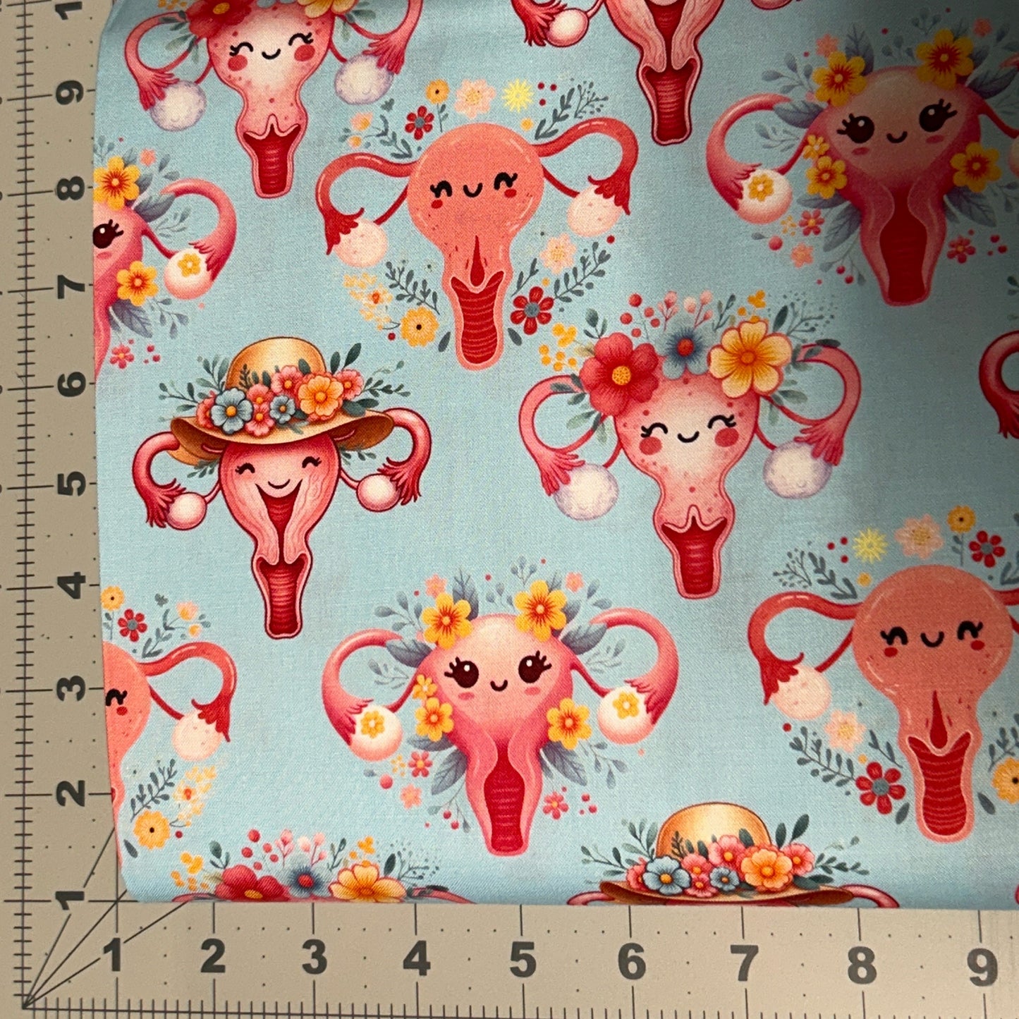 Floral Uterus Women’s Health Cotton Fabric - 100% Cotton - Drewie Pie Fabrics Exclusive Print