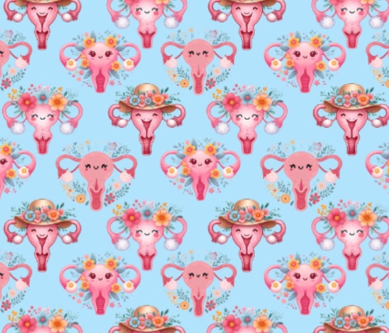 Floral Uterus Women’s Health Cotton Fabric - 100% Cotton - Drewie Pie Fabrics Exclusive Print