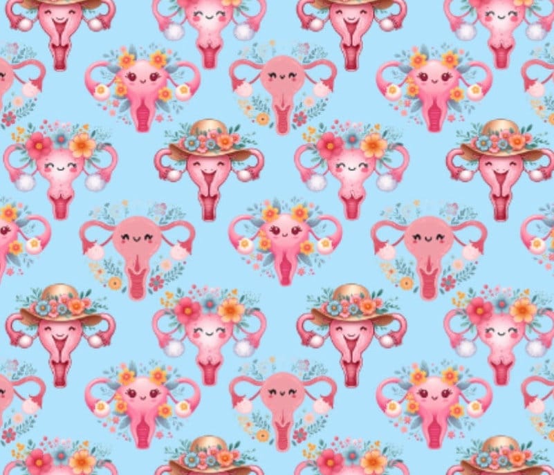 Floral Uterus Women’s Health Cotton Fabric - 100% Cotton - Drewie Pie Fabrics Exclusive Print